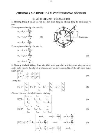 Giáo trình Mô hình hóa máy điện - Chương 3: Mô hình hoá máy điện không đồng bộ