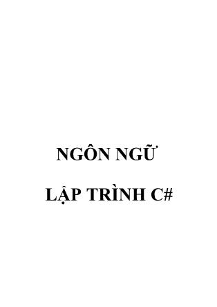 Giáo trình môn học Ngôn ngữ lập trình C#