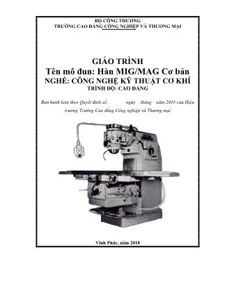 Giáo trình nghề Công nghệ kỹ thuật cơ khí - Hàn MIG/MAG cơ bản