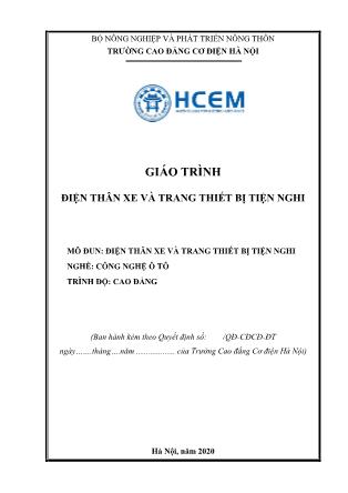 Giáo trình nghề Công nghệ ô tô - Môđun: Điện thân xe và trang thiết bị tiện nghi