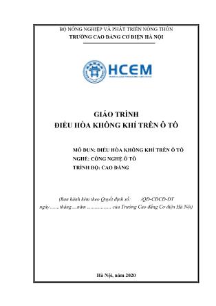 Giáo trình nghề Công nghệ ô tô - Môđun: Điều hòa không khí trên ô tô