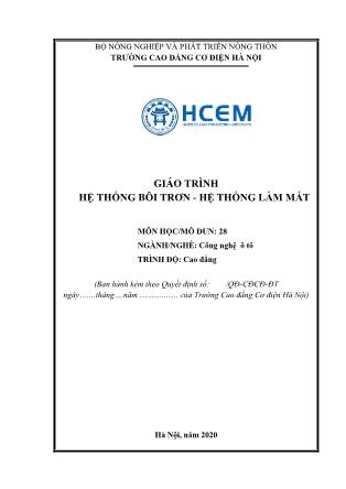 Giáo trình nghề Công nghệ ô tô - Môđun: Hệ thống bôi trơn. Hệ thống làm mát