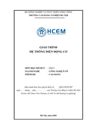 Giáo trình nghề Công nghệ ô tô - Môđun: Hệ thống điện động cơ