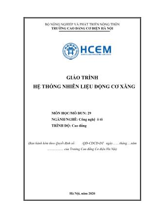 Giáo trình nghề Công nghệ ô tô - Môđun: Hệ thống nhiên liệu động cơ xăng