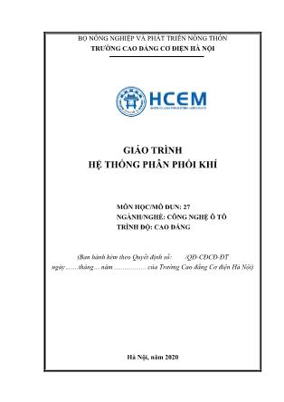 Giáo trình nghề Công nghệ ô tô - Môđun: Hệ thống phân phối khí