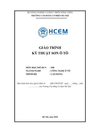 Giáo trình nghề Công nghệ ô tô - Môđun: Kỹ thuật sơn ô tô