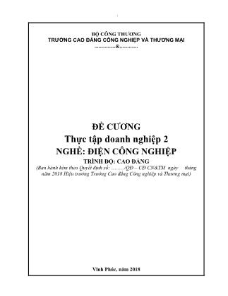Giáo trình nghề Điện công nghiệp - Thực tập doanh nghiệp 2