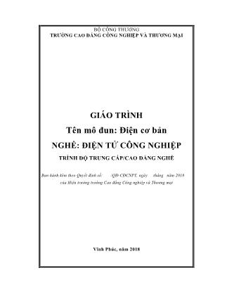 Giáo trình nghề Điện tử công nghiệp - Môđun: Điện cơ bản