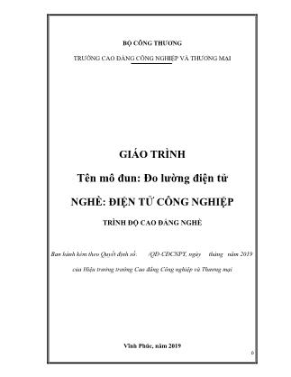 Giáo trình nghề Điện tử công nghiệp - Môđun: Đo lường điện tử