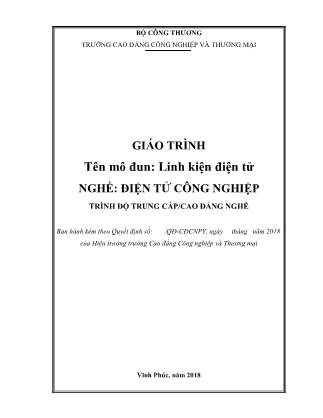 Giáo trình nghề Điện tử công nghiệp - Môđun: Linh kiện điện tử