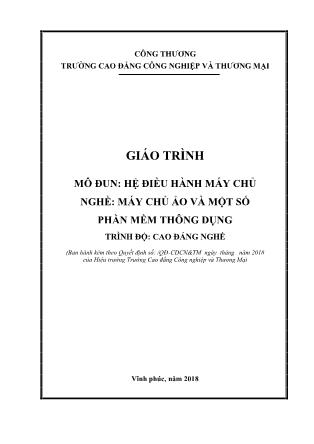 Giáo trình nghề Máy chủ ảo và một số phần mềm thông dụng - Hệ điều hành máy chủ
