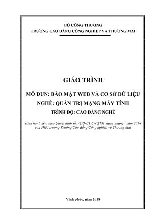 Giáo trình nghề Quản trị mạng máy tính - Bảo mật Web và cơ sở dữ liệu