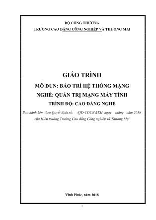 Giáo trình nghề Quản trị mạng máy tính - Bảo trì hệ thống mạng