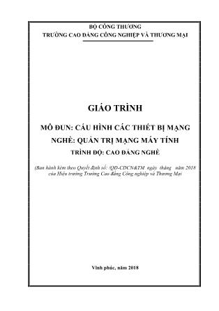 Giáo trình nghề Quản trị mạng máy tính - Cấu hình các thiết bị mạng