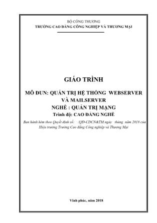 Giáo trình nghề Quản trị mạng máy tính - Quản trị hệ thống Webserver và Mailserver