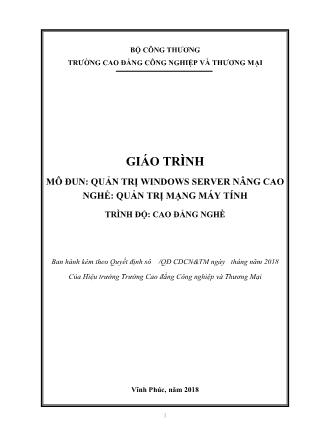 Giáo trình nghề Quản trị mạng máy tính - Quản trị Windows Server nâng cao