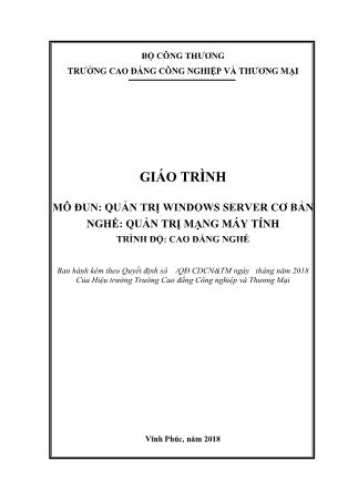 Giáo trình nghề Quản trị mạng máy tính - Quản trị Windows Server cơ bản