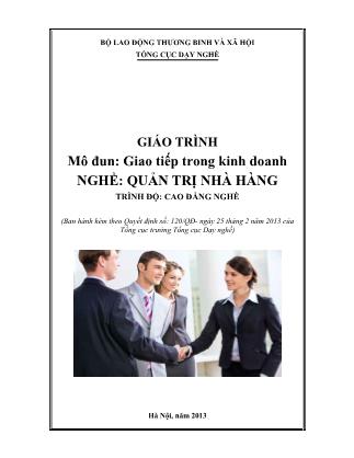 Giáo trình nghề Quản trị nhà hàng - Giao tiếp trong kinh doanh