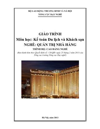 Giáo trình nghề Quản trị nhà hàng - Kế toán du lịch và khách sạn