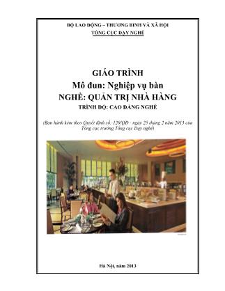 Giáo trình nghề Quản trị nhà hàng - Nghiệp vụ bàn