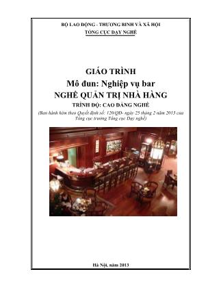 Giáo trình nghề Quản trị nhà hàng - Nghiệp vụ bar