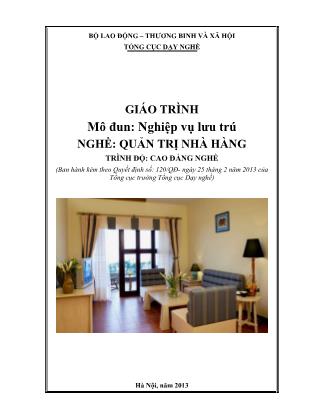 Giáo trình nghề Quản trị nhà hàng - Nghiệp vụ lưu trú