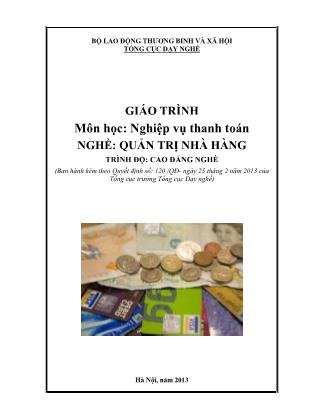 Giáo trình nghề Quản trị nhà hàng - Nghiệp vụ thanh toán