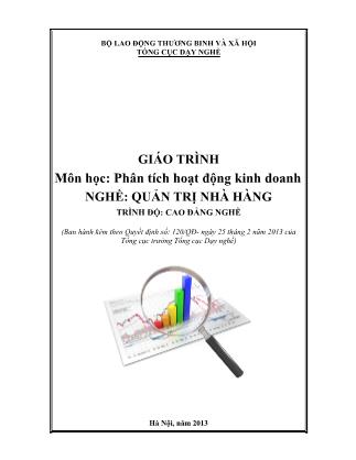 Giáo trình nghề Quản trị nhà hàng - Phân tích hoạt động kinh doanh