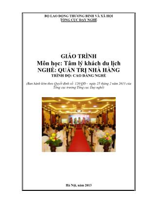Giáo trình nghề Quản trị nhà hàng - Tâm lý khách du lịch