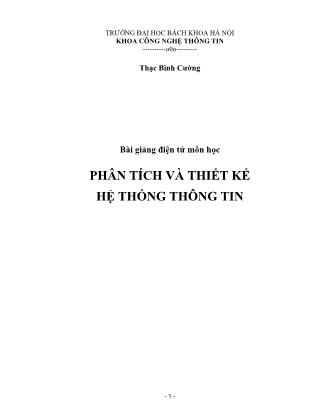 Giáo trình Phân tích và thiết kế hệ thống thông tin - Trường Đại học Bách Khoa Hà Nội
