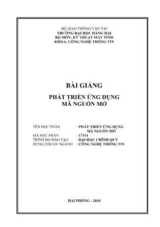 Giáo trình Phát triển ứng dụng mã nguồn mở - Trường Đại học Hàng Hải