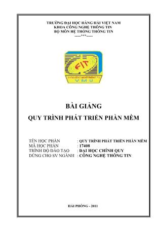 Giáo trình Quy trình phát triển phần mềm - Trường Đại học Hàng Hải