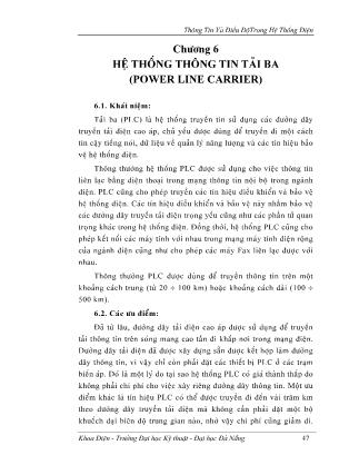 Giáo trình Thông tin và điều độ trong hệ thống điện - Chương 6: Hệ thống thông tin tải BA