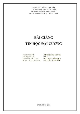 Giáo trình Tin học đại cương - Trường Đại học Hàng Hải