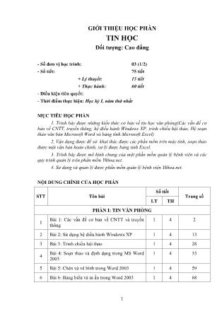 Giáo trình Tin học