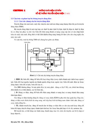 Giáo trình Trang bị điện trong máy công nghiệp - Chương 1: Những khái niệm cơ bản về hệ thống truyền động điện