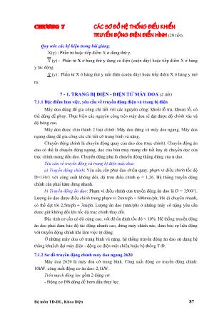 Giáo trình Trang bị điện trong máy công nghiệp - Chương 7: Các sơ đồ hệ thống điều khiển truyền động điện điển hình