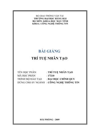 Giáo trình Trí tuệ nhân tạo - Trường Đại học Hàng Hải