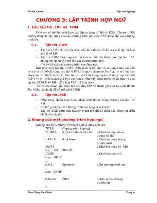 Giáo trình Vi xử lý - Chương 3: Lập trình hợp ngữ
