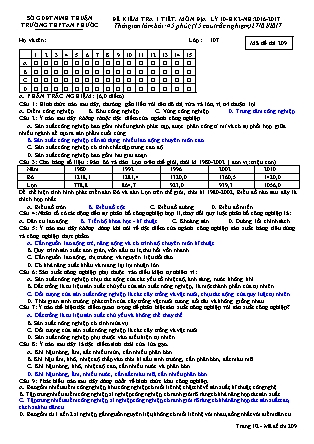Kiểm tra 1 tiết Học kì II môn Địa lí Lớp 10 - Mã đề: 209 - Năm học 2016-2017 - Trường THPT An Phước (Có đáp án)
