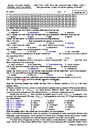 Kiểm tra 45 phút môn Tiếng Anh Lớp 11 - Mã đề: 357 - Năm học 2016-2017 - Trường THPT An Phước (Có đáp án)