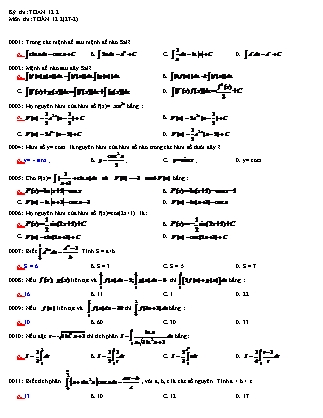 Kiểm tra môn Toán Khối 12 - Trường THPT An Phước
