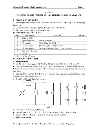Tài liệu hướng dẫn thí nghiệm Cơ sở kỹ thuật điện - Phần 1: Thí nghiệm LAB. VOLT - Bài 1+2
