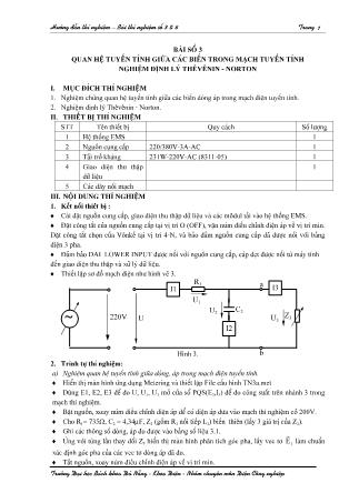 Tài liệu hướng dẫn thí nghiệm Cơ sở kỹ thuật điện - Phần 1: Thí nghiệm LAB. VOLT - Bài 3+4