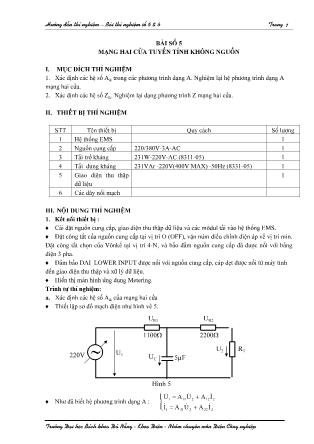 Tài liệu hướng dẫn thí nghiệm Cơ sở kỹ thuật điện - Phần 1: Thí nghiệm LAB. VOLT - Bài 5+6
