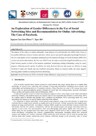 An exploration of gender differences in the use of social networking sites and recommendation for online advertising: The case of Facebook