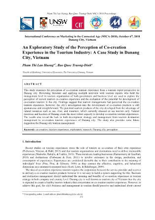 An exploratory study of the perception of co-creation experience in the tourism industry: A case study in Danang city, Vietnam