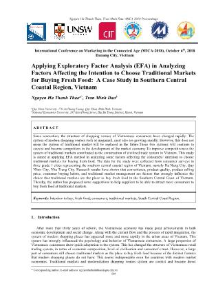 Applying exploratory factor analysis (EFA) in analyzing factors affecting the intention to choose traditional markets for buying fresh food: A case study in southern central coastal region, Vietnam