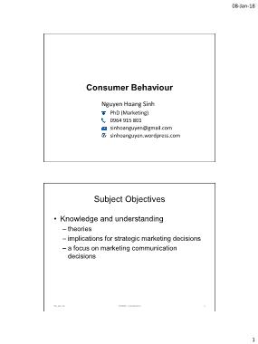 Bài giảng Consumer behaviour - Giới thiệu môn học - Nguyen Hoang Sinh