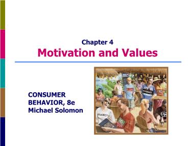 Bài giảng Hành vi người tiêu dùng - Chương 4: Motivation and values - Bùi Thị Phương Hoa